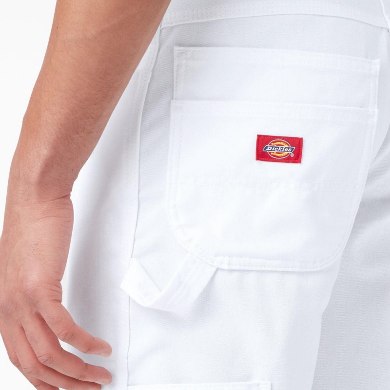 Men's Dickies FLEX Relaxed Fit Utility Painter's Shorts White | 4053261-RZ