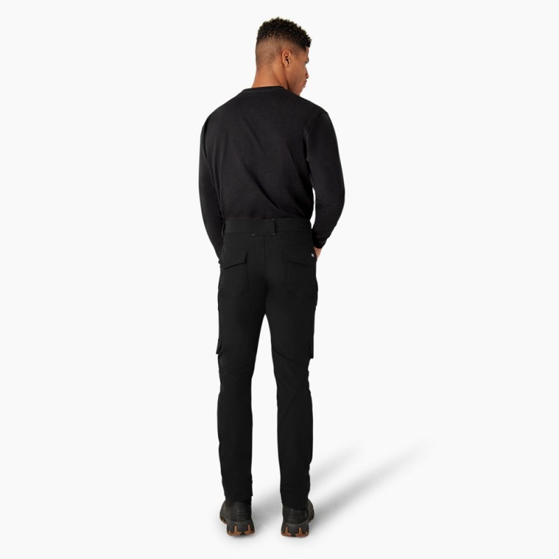 Men's Dickies FLEX Slim Fit Double Knee Tapered Pants Black | 6370584-ZN