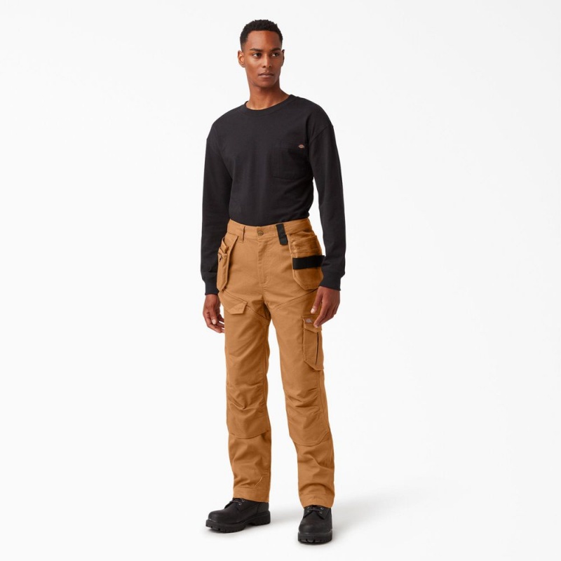 Men's Dickies FLEX Temp-iQ 365 Regular Fit Duck Pants Brown | 7614329-OH