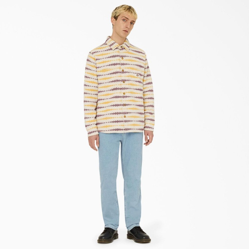 Men's Dickies Falkville Long Sleeve Shirt Yellow | 0468531-HG