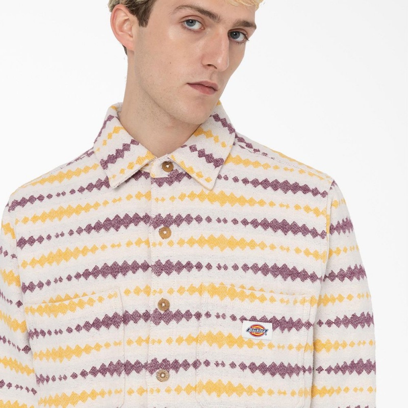 Men's Dickies Falkville Long Sleeve Shirt Yellow | 0468531-HG