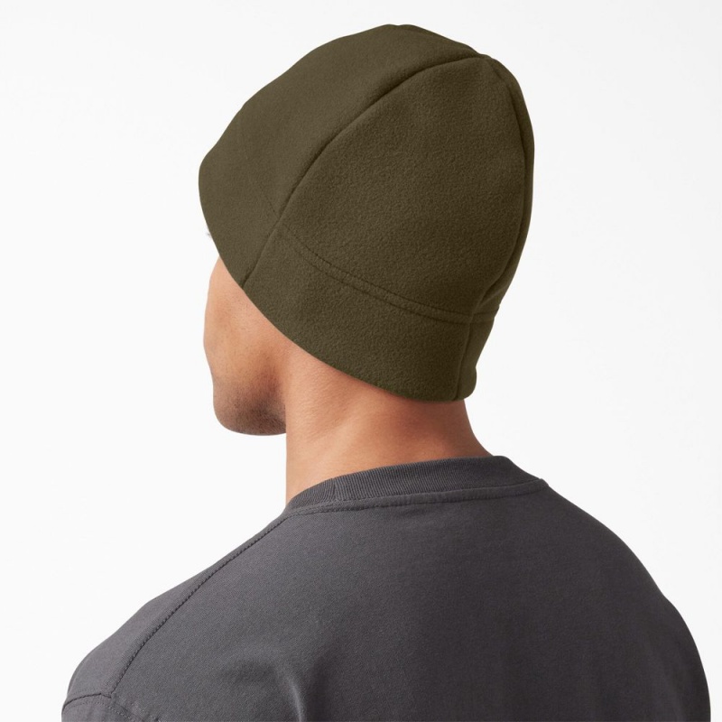 Men's Dickies Fleece Beanie Olive | 5379180-DS