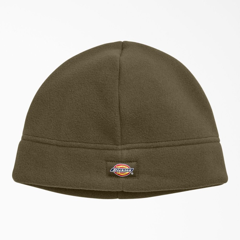 Men\'s Dickies Fleece Beanie Olive | 5379180-DS