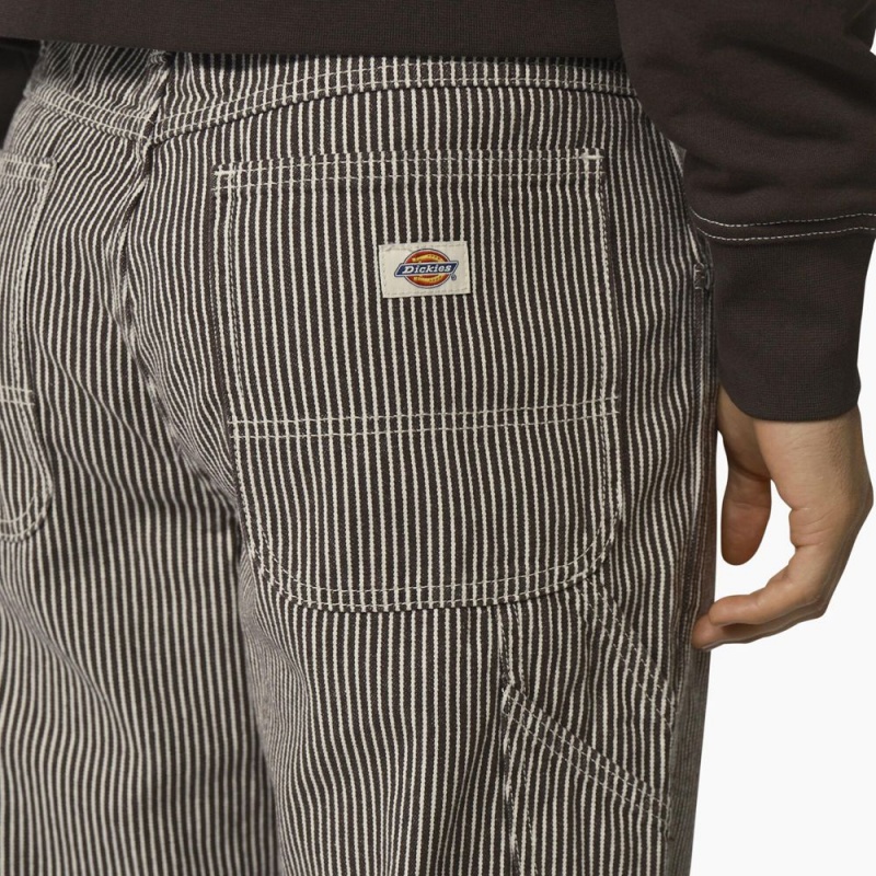 Men's Dickies Garyville Regular Fit Hickory Stripe Carpenter Pants Grey | 5830146-GV