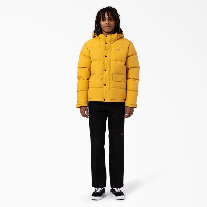 Men's Dickies Glacier View Anorak Puffer Jacket Yellow | 4973620-KW