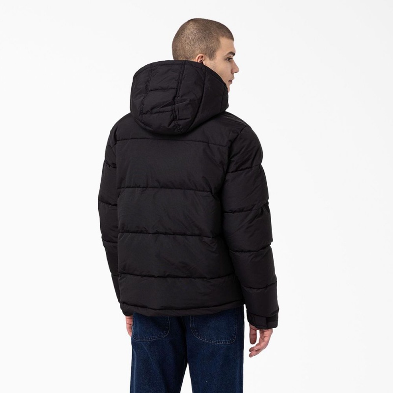 Men's Dickies Glacier View Anorak Puffer Jacket Black | 1708359-MC