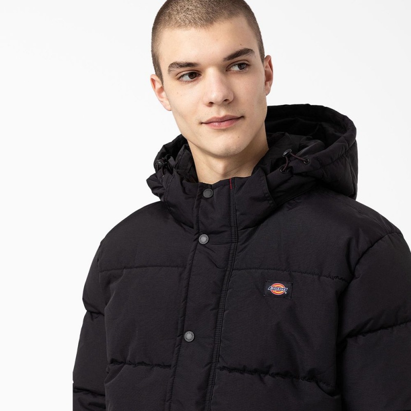 Men's Dickies Glacier View Anorak Puffer Jacket Black | 1708359-MC