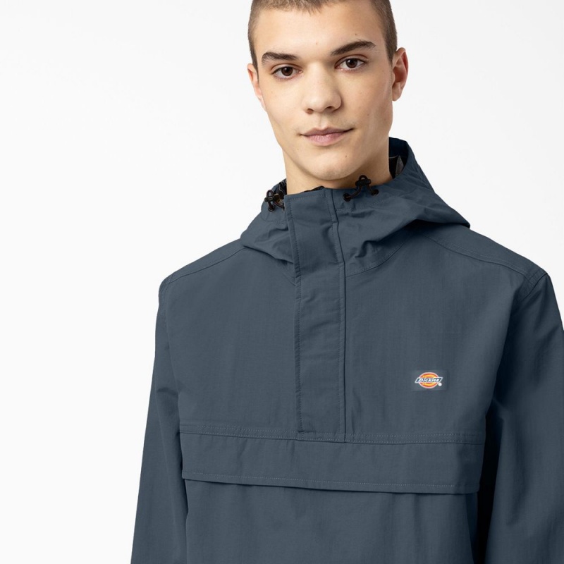 Men's Dickies Glacier View Anorak Pullover Jacket Blue | 0257413-JD