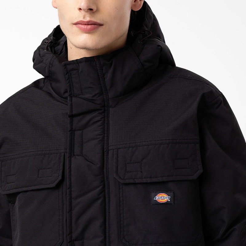 Men's Dickies Glacier View Expedition Parka Jacket Black | 8231460-MF