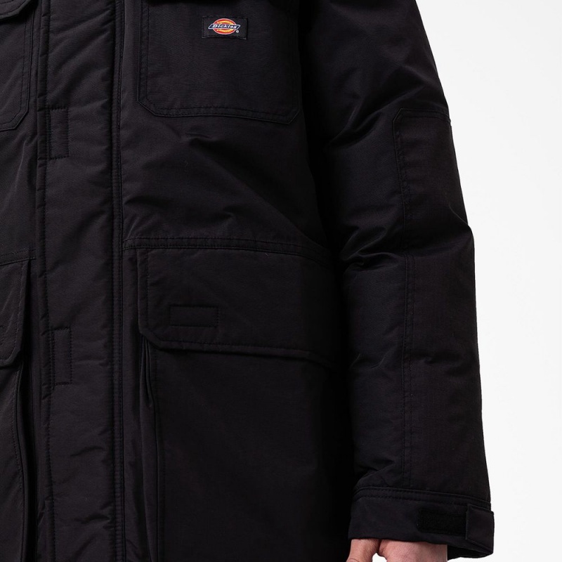 Men's Dickies Glacier View Expedition Parka Jacket Black | 8231460-MF