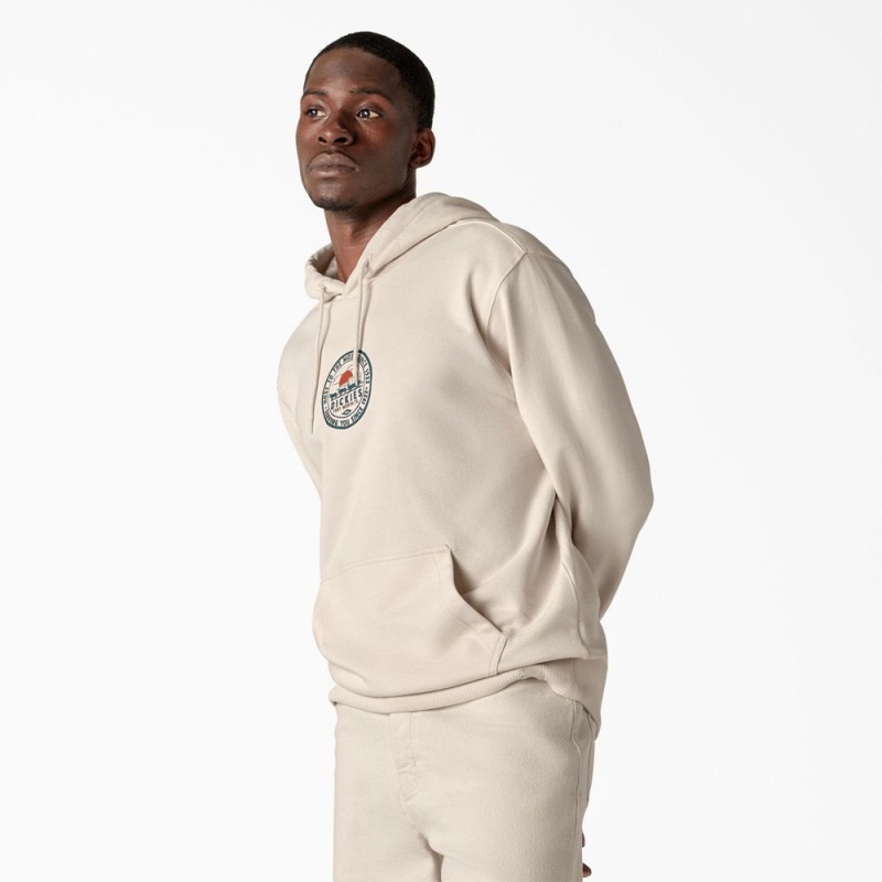 Men's Dickies Greensburg Graphic Hoodie Beige | 9348706-KD