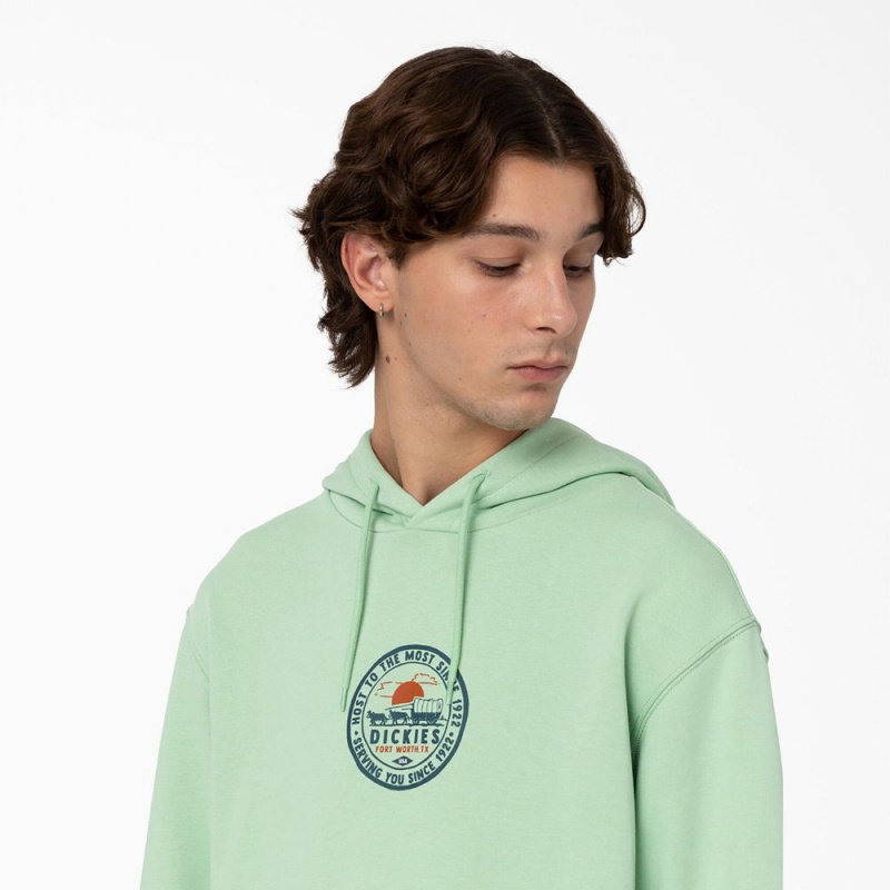 Men's Dickies Greensburg Graphic Hoodie Green | 7580342-EP