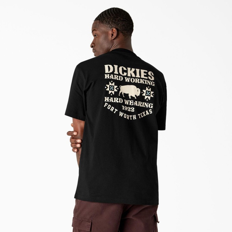 Men\'s Dickies Hays Graphic T-Shirt Black | 3452601-UM