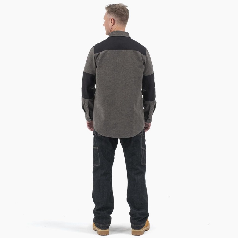 Men's Dickies Heavyweight Brawny Flannel Shirt Grey | 5460831-FZ