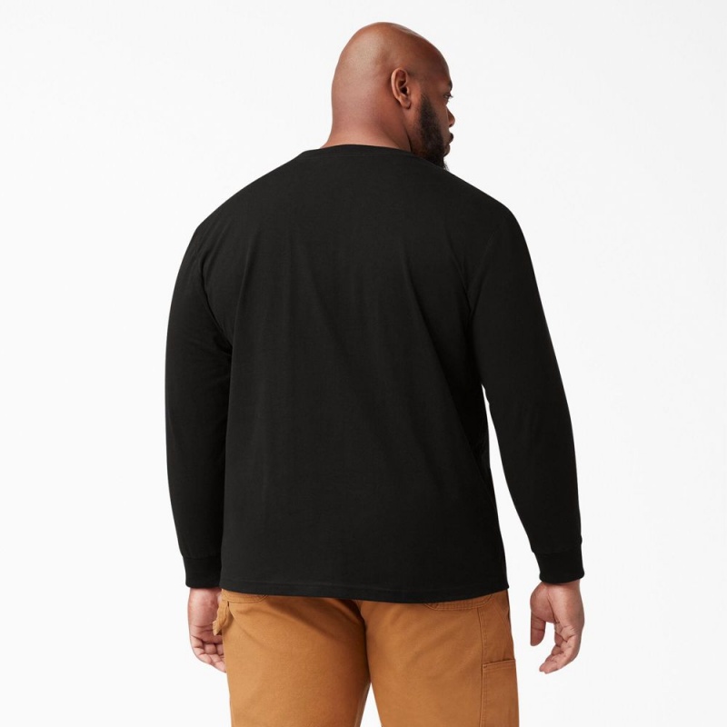 Men's Dickies Heavyweight Long Sleeve Pocket T-Shirt Black | 6145873-QW