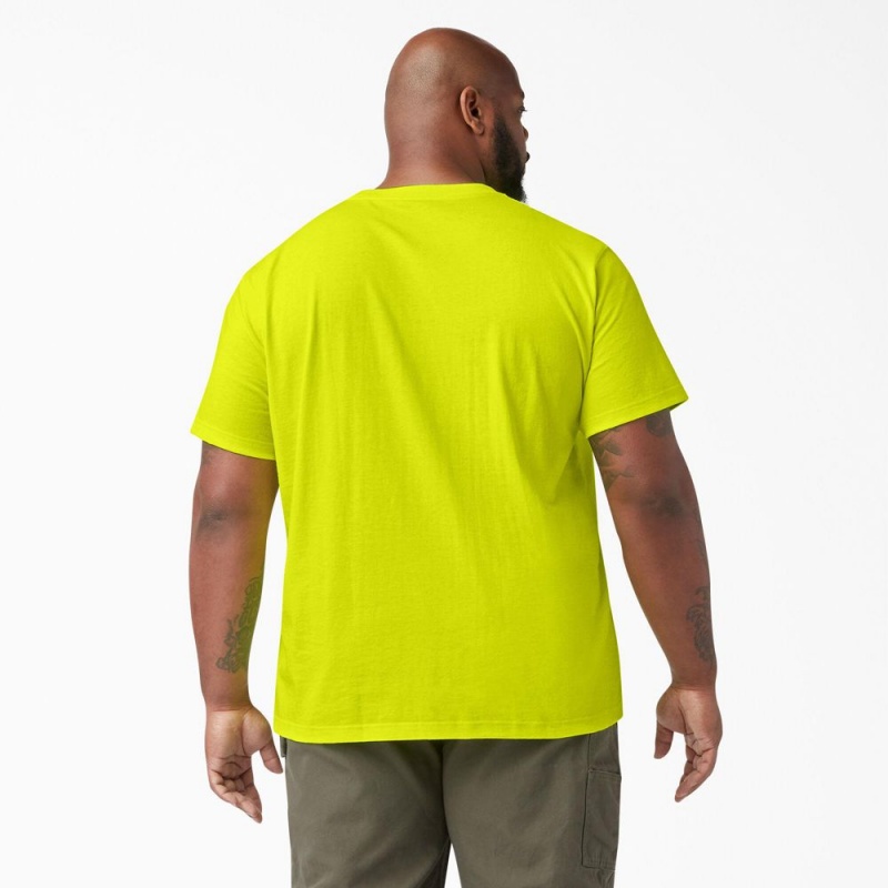 Men's Dickies Heavyweight Neon Short Sleeve Pocket T-Shirt Green | 1806527-WS