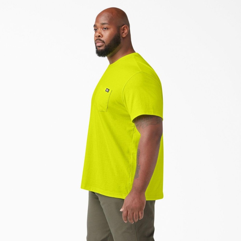 Men's Dickies Heavyweight Neon Short Sleeve Pocket T-Shirt Green | 1806527-WS