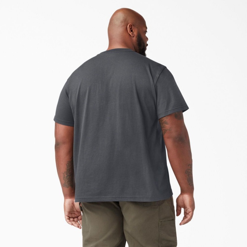 Men's Dickies Heavyweight Short Sleeve Henley T-Shirt Grey | 5261348-UG