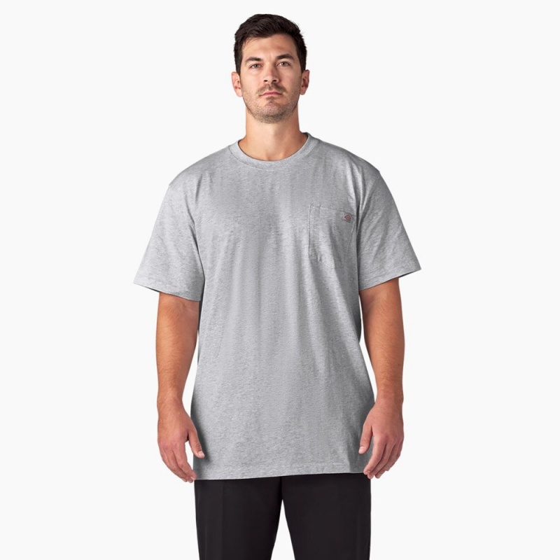 Men's Dickies Heavyweight Short Sleeve Pocket T-Shirt Grey | 5329107-SM