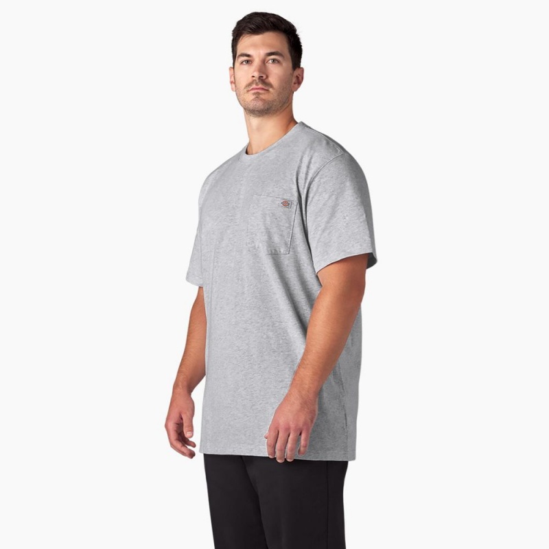 Men's Dickies Heavyweight Short Sleeve Pocket T-Shirt Grey | 5329107-SM