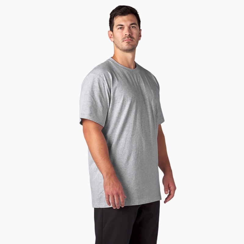 Men's Dickies Heavyweight Short Sleeve Pocket T-Shirt Grey | 5329107-SM