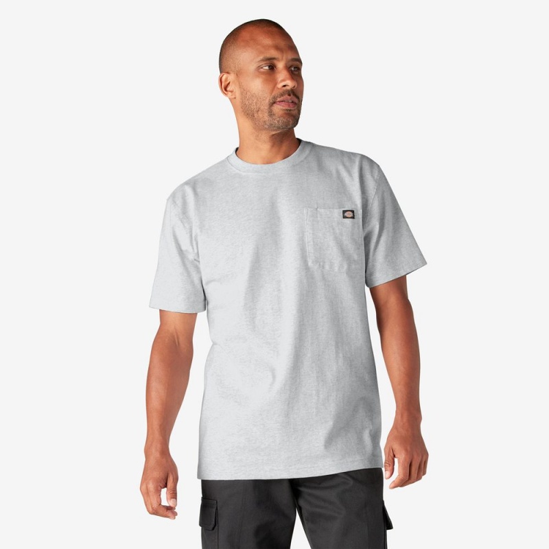 Men\'s Dickies Heavyweight Short Sleeve Pocket T-Shirt Grey | 5329107-SM