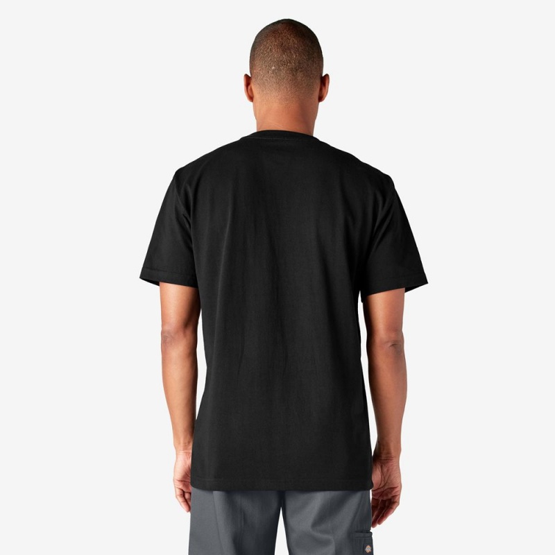 Men's Dickies Heavyweight Short Sleeve Pocket T-Shirt Black | 3295781-DJ