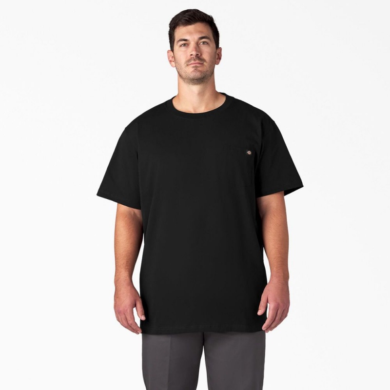 Men's Dickies Heavyweight Short Sleeve Pocket T-Shirt Black | 3295781-DJ