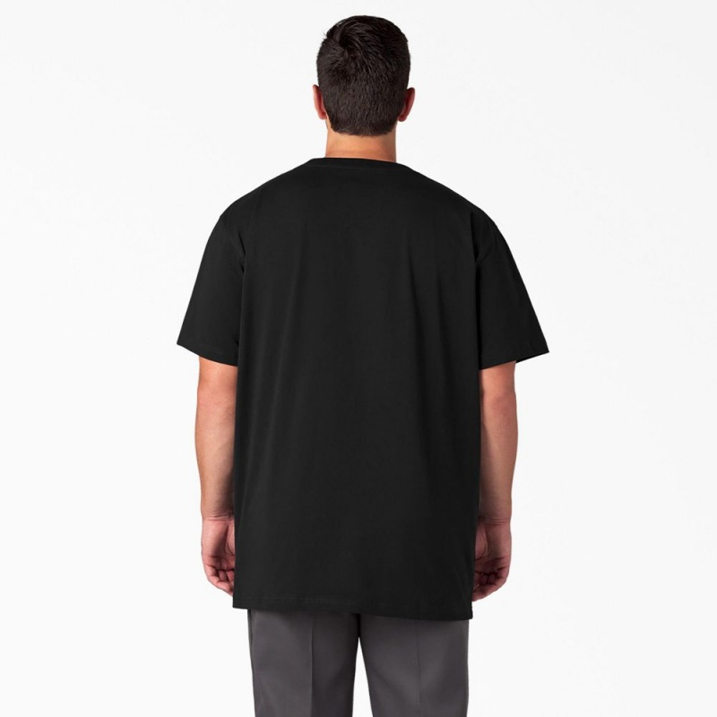 Men's Dickies Heavyweight Short Sleeve Pocket T-Shirt Black | 3295781-DJ