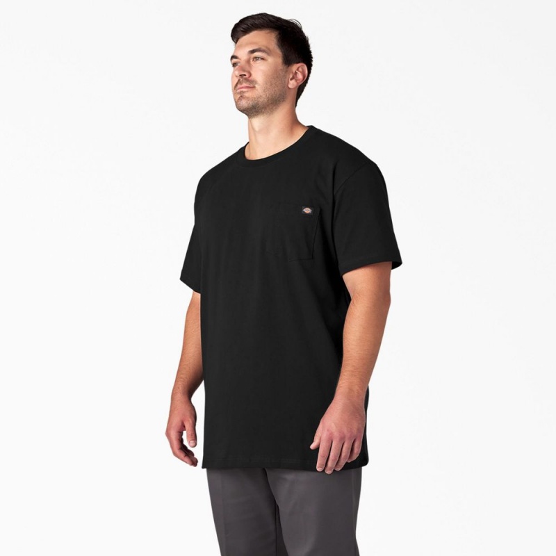 Men's Dickies Heavyweight Short Sleeve Pocket T-Shirt Black | 3295781-DJ