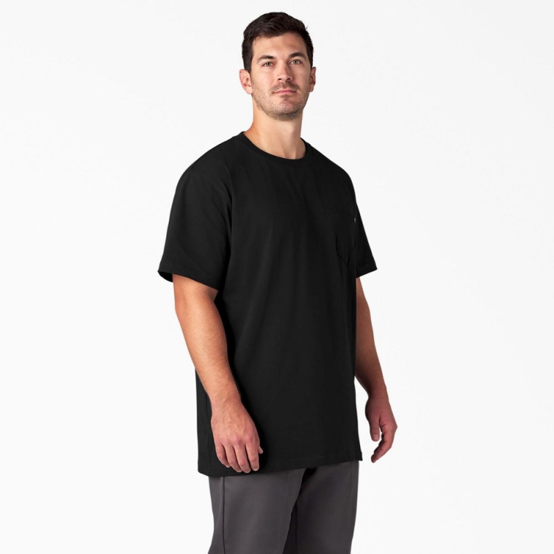 Men's Dickies Heavyweight Short Sleeve Pocket T-Shirt Black | 3295781-DJ