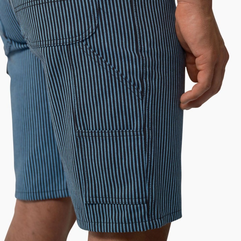 Men's Dickies Hickory Stripe Carpenter Shorts Blue | 6349018-JV