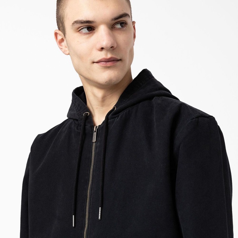 Men's Dickies Hooded Bomber Jacket Black | 3082547-GU