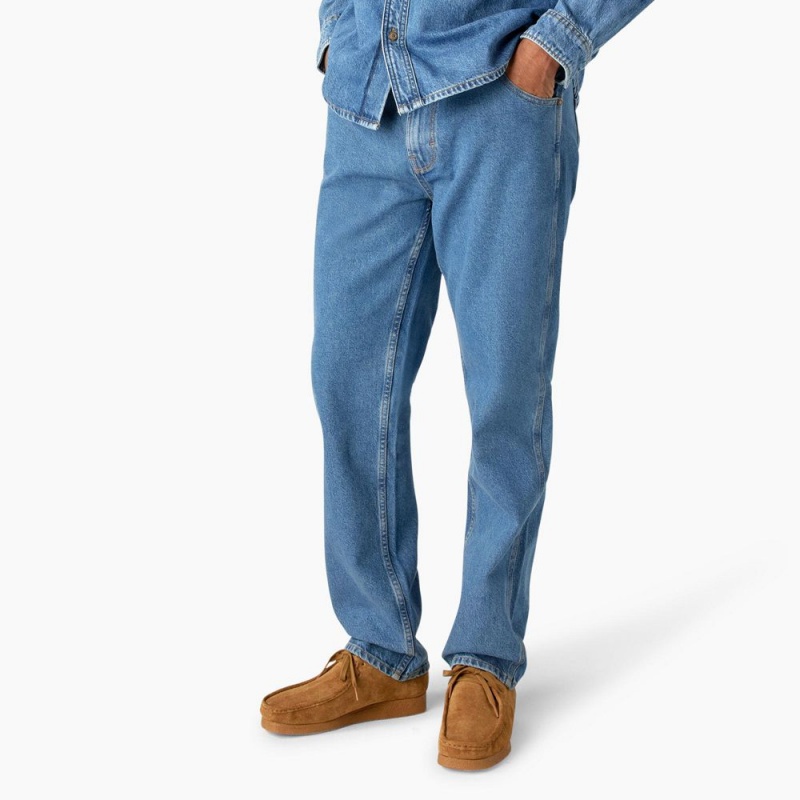 Men's Dickies Houston Relaxed Fit Jeans Blue | 6427015-JQ