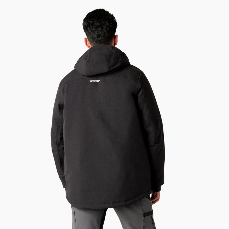 Men's Dickies Insulated Parka Jacket Black | 9062873-UZ