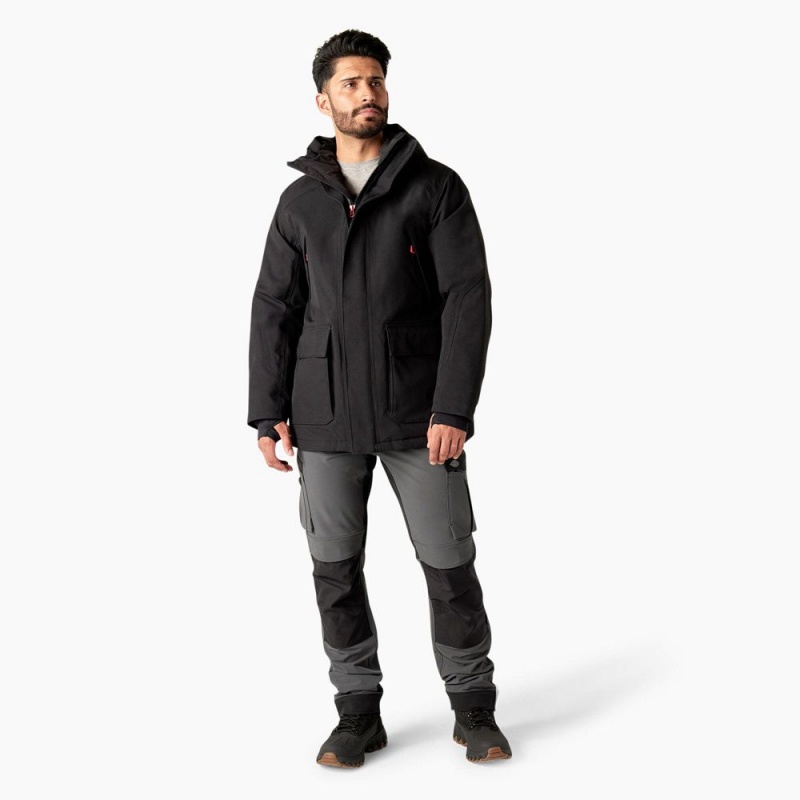 Men's Dickies Insulated Parka Jacket Black | 9062873-UZ