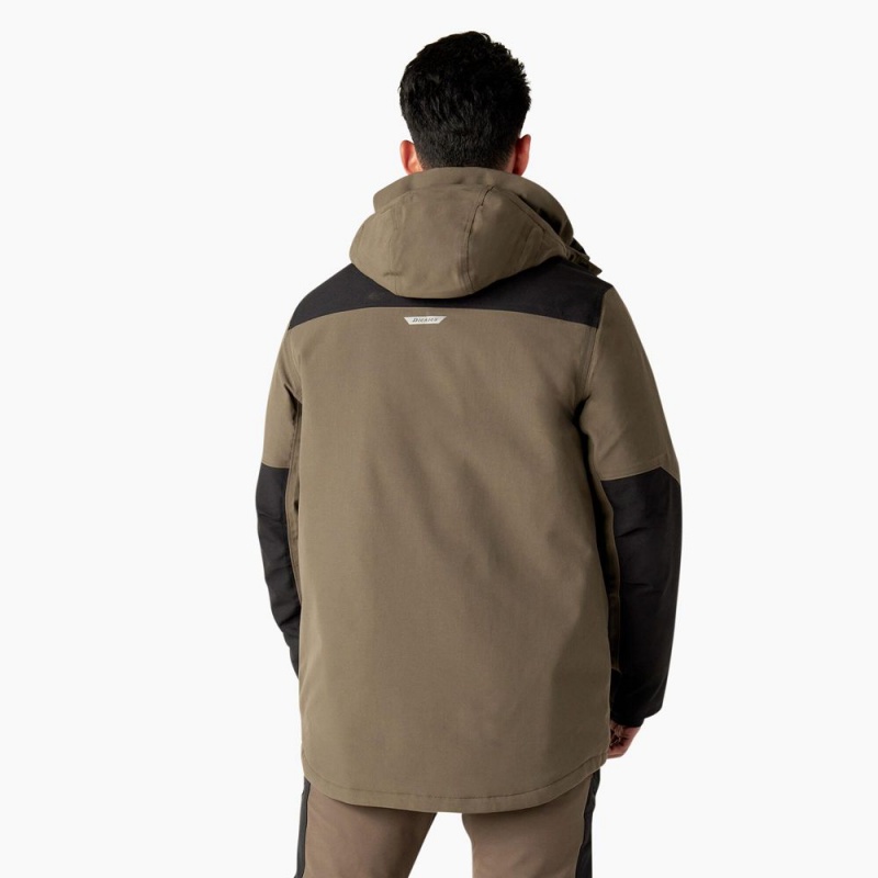 Men's Dickies Insulated Parka Jacket Brown | 2639418-DV