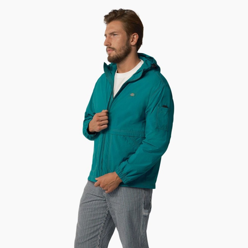 Men's Dickies Jackson Windbreaker Jacket Turquoise | 4513297-DZ