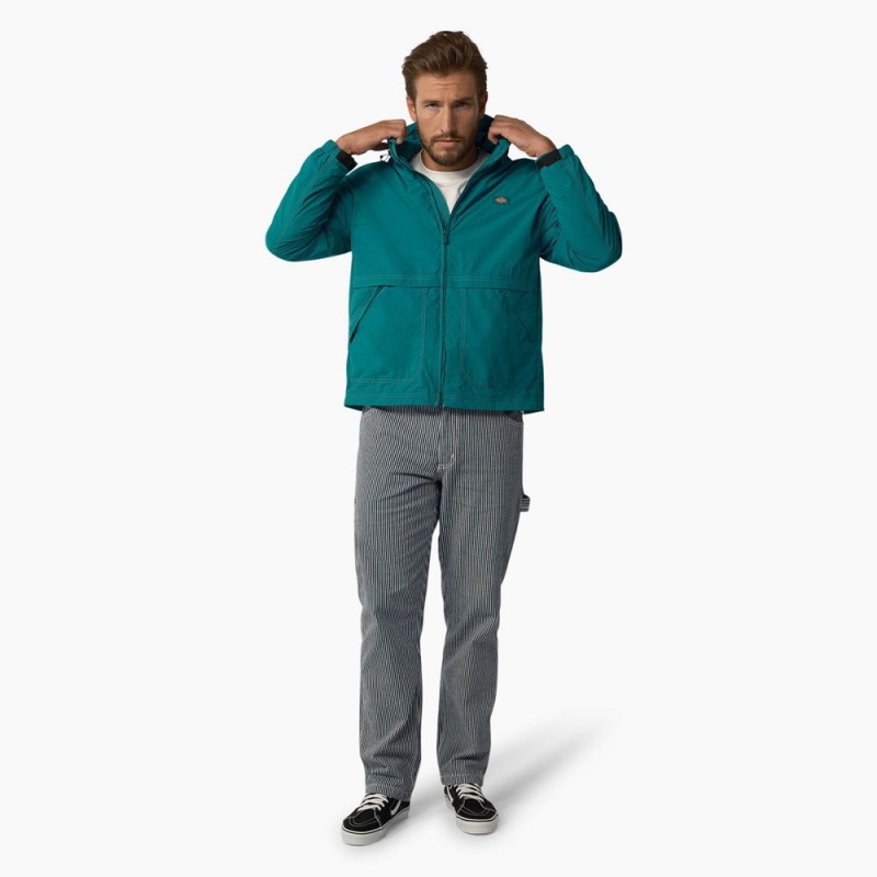 Men's Dickies Jackson Windbreaker Jacket Turquoise | 4513297-DZ