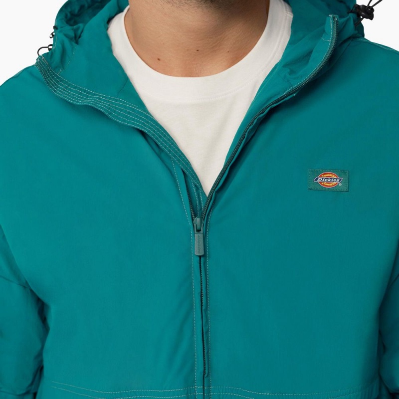 Men's Dickies Jackson Windbreaker Jacket Turquoise | 4513297-DZ