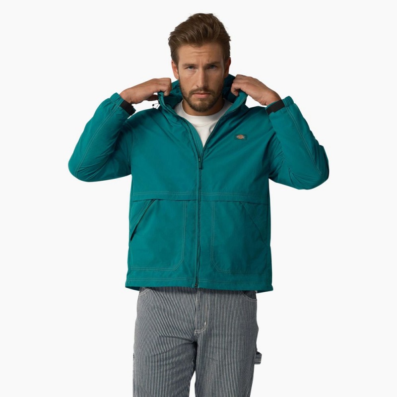 Men\'s Dickies Jackson Windbreaker Jacket Turquoise | 4513297-DZ