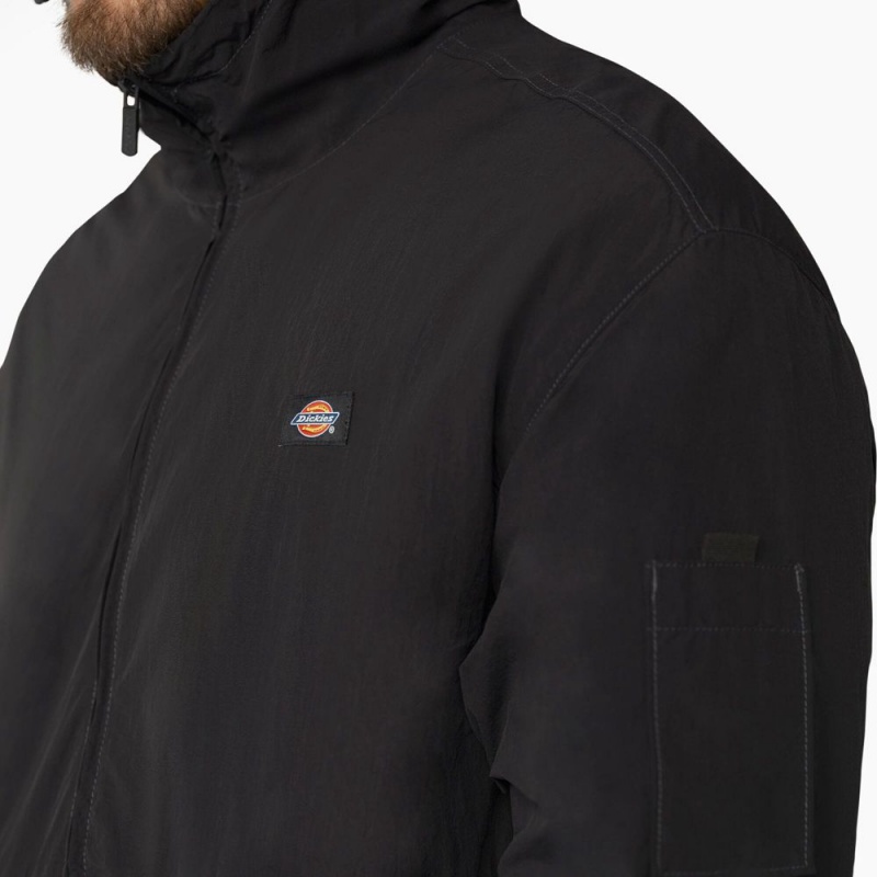 Men's Dickies Jackson Windbreaker Jacket Black | 9047853-KD