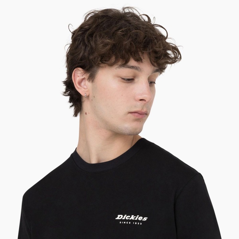 Men's Dickies Leesburg Short Sleeve T-Shirt Black | 6230197-LM