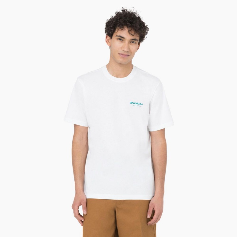 Men's Dickies Leesburg Short Sleeve T-Shirt White | 9715304-ZP