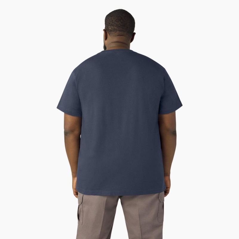 Men's Dickies Lightweight Short Sleeve Pocket T-Shirt Navy | 8913604-UV