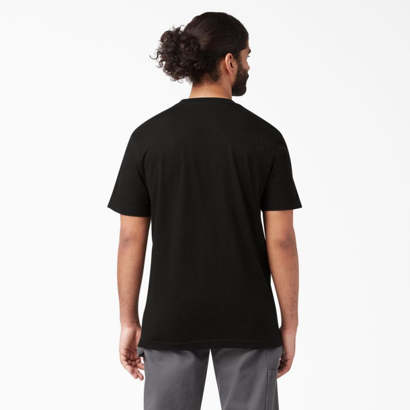 Men's Dickies Lightweight Short Sleeve Pocket T-Shirt Black | 8093745-AE