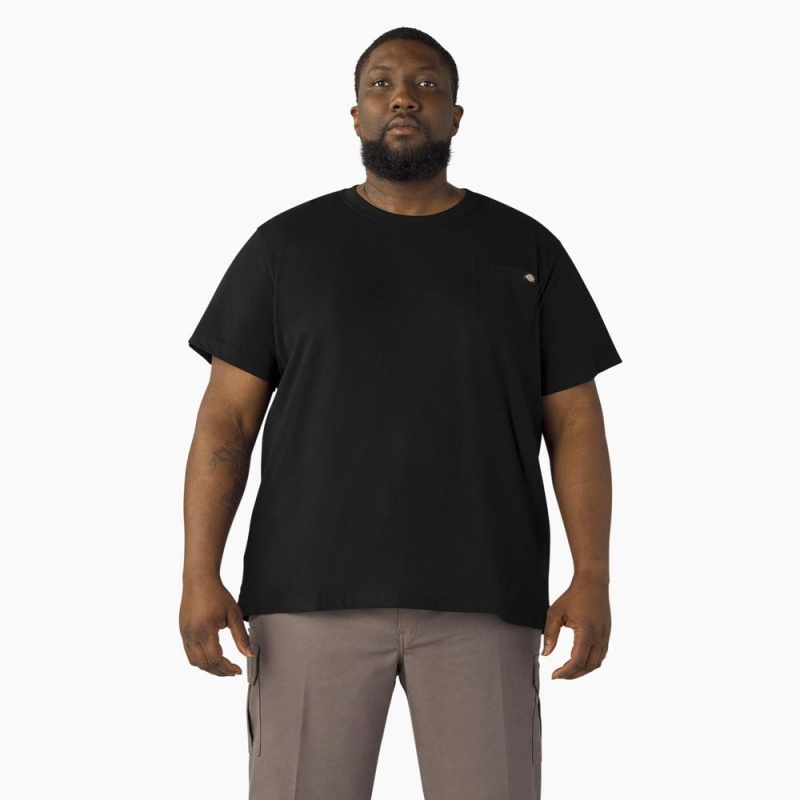 Men's Dickies Lightweight Short Sleeve Pocket T-Shirt Black | 8093745-AE