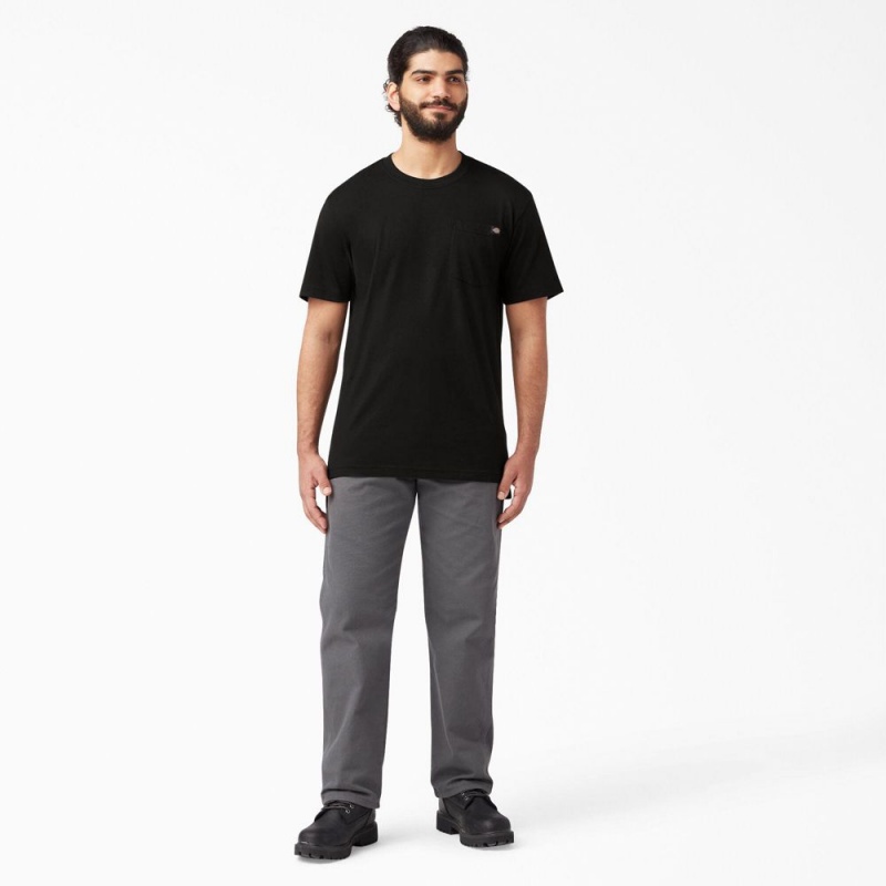 Men's Dickies Lightweight Short Sleeve Pocket T-Shirt Black | 8093745-AE