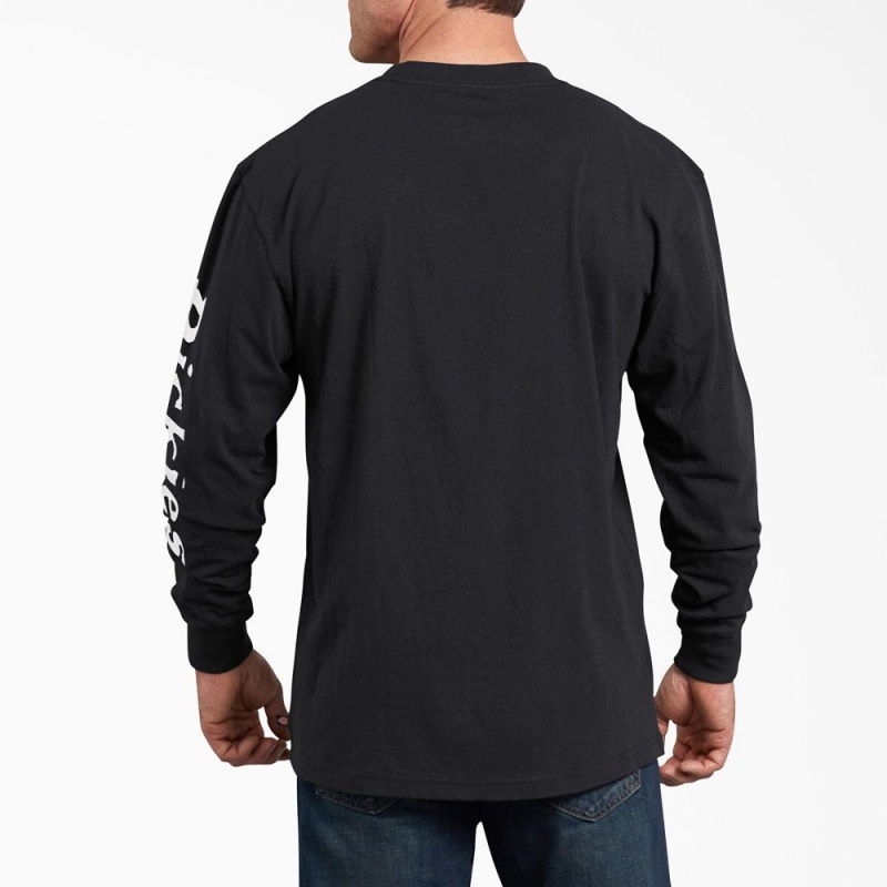 Men's Dickies Long-Sleeve Graphic T-Shirt Black | 3078546-TP