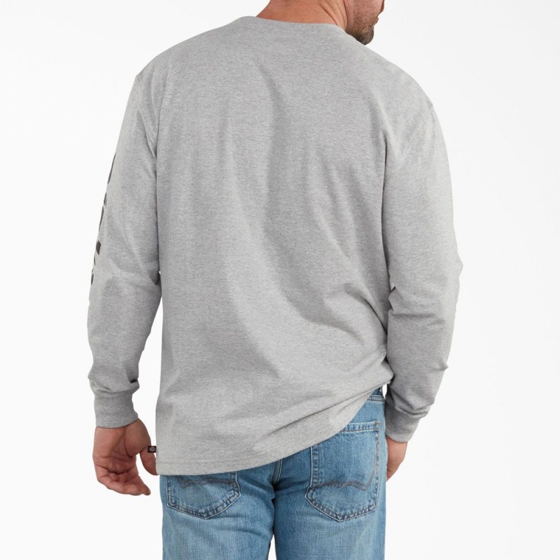 Men's Dickies Long-Sleeve Graphic T-Shirt Grey | 5612983-EG